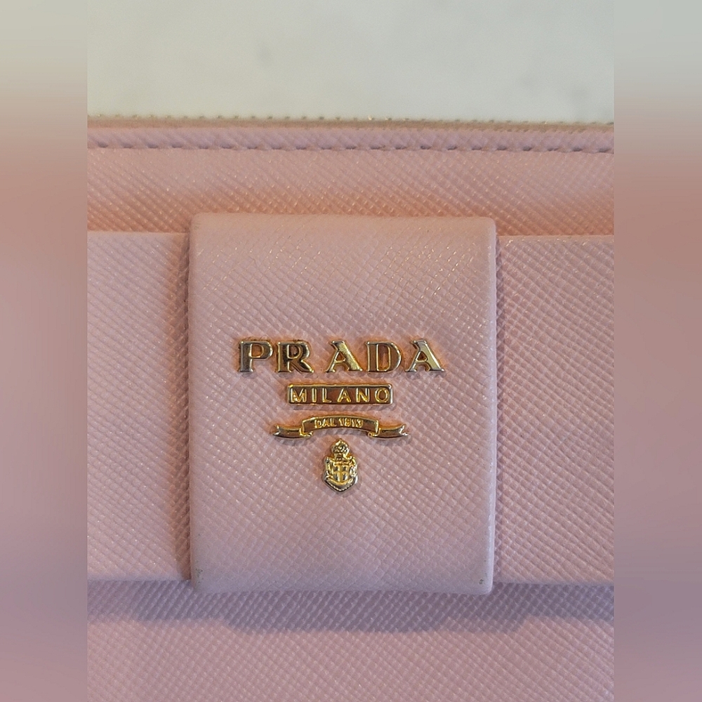 PRADA Long Saffiano Leather Wallet With Bow Pink - Picture 13 of 15